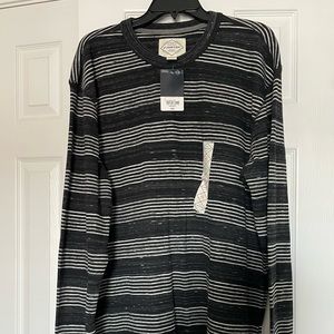 ST. JOHN'S BAY Gray Black Cotton Striped Pullover Crewneck Sweater Mens XXL NWT